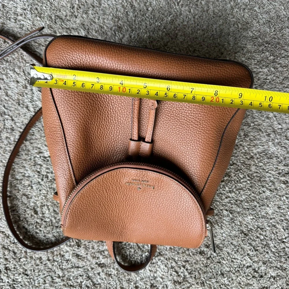 Kate Spade New York Brown Pebbled Drawstring Backpack ~ Pouch Zip Pocket